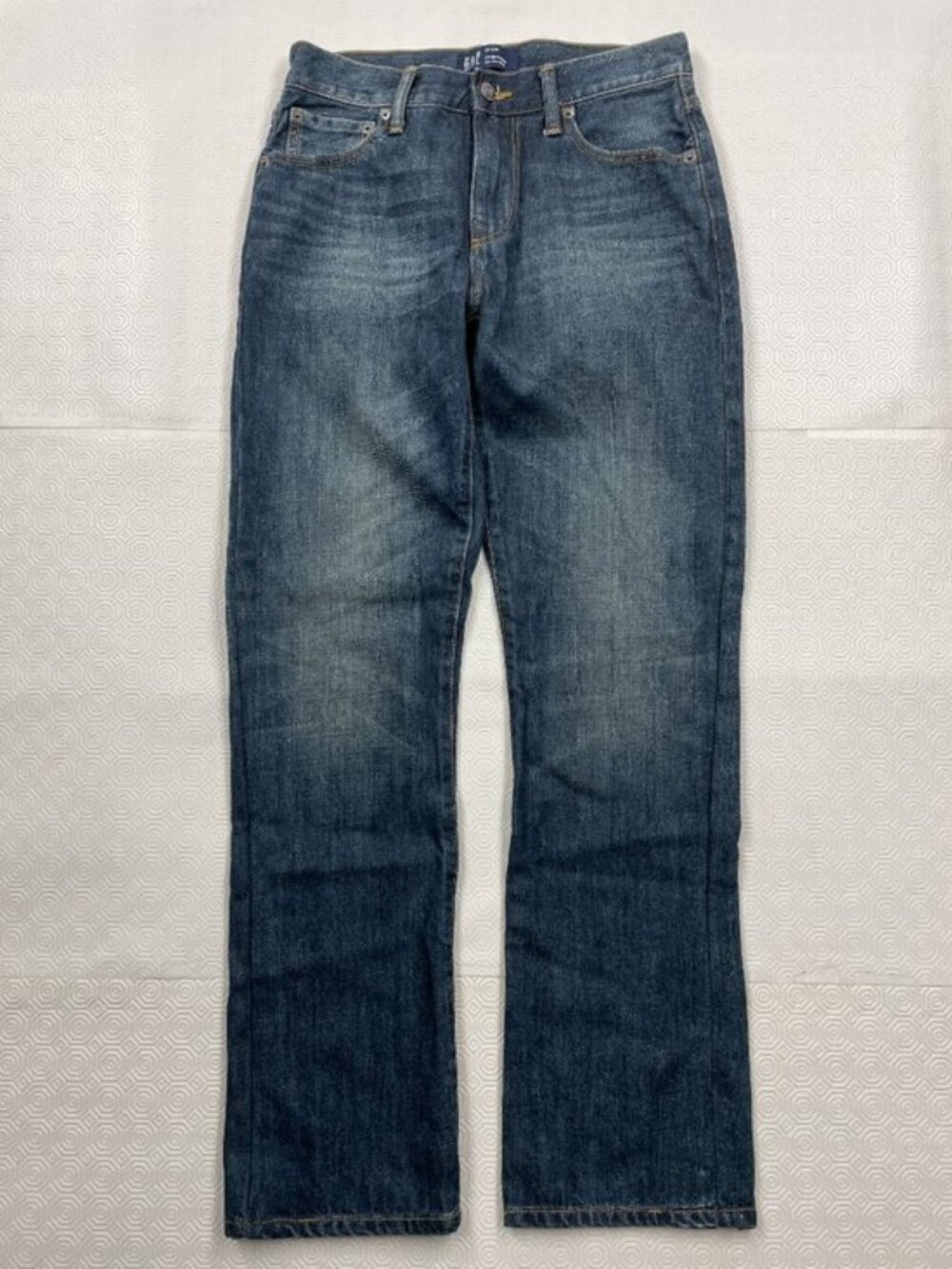 Gap Standard Fit Straight Leg Whiskered Blue Jeans Dark Wash Size 28 Men's 28x30